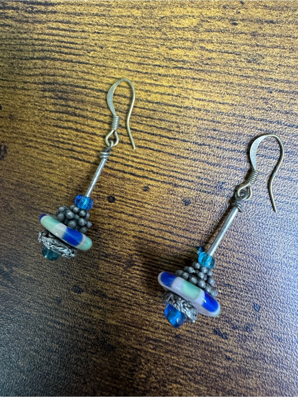 4/$20 Handcrafted Blue Glass Bead Drop Earrings - Women's Jewelry